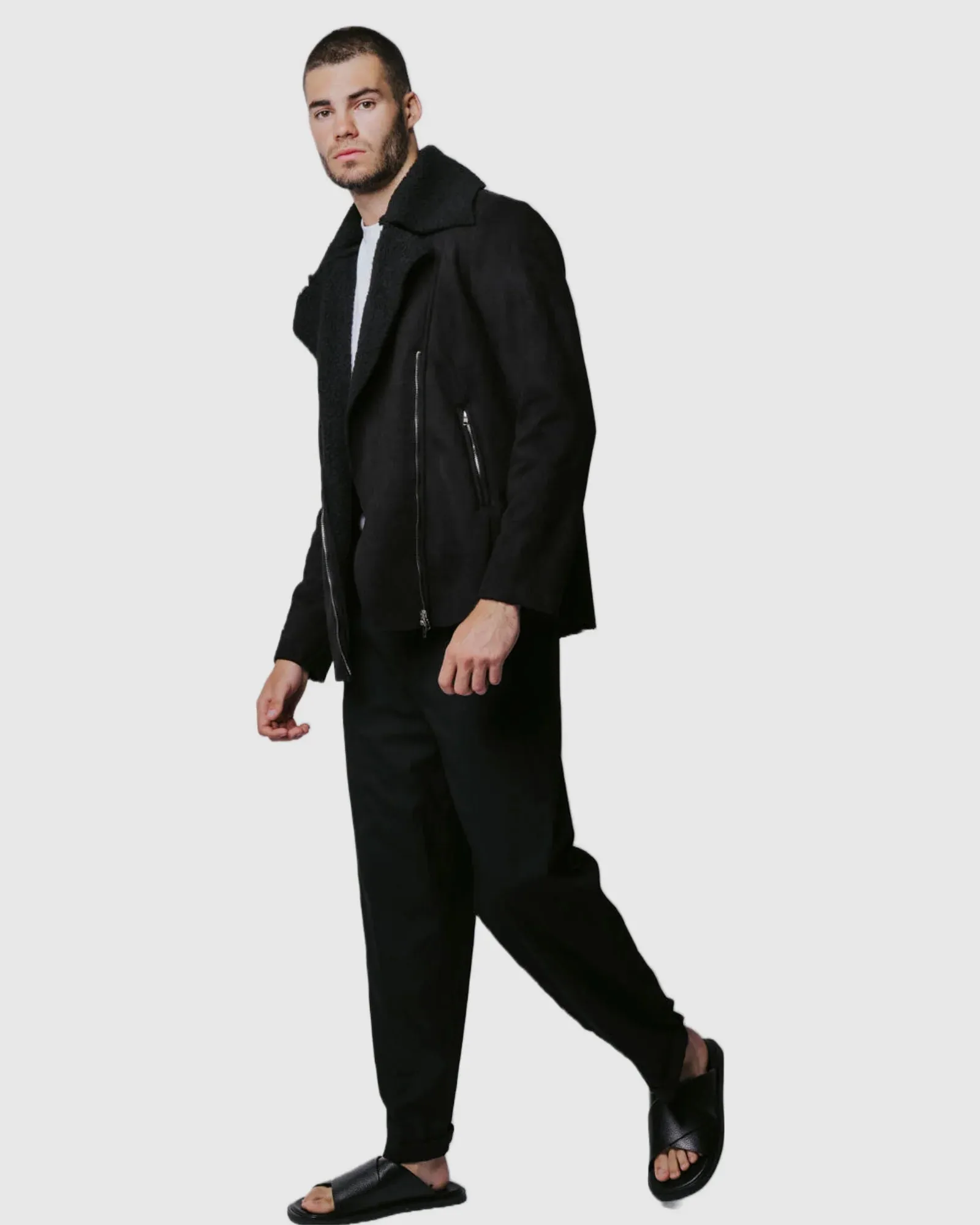 Justin Cassin Hawkins Sherpa Jacket in Black Color