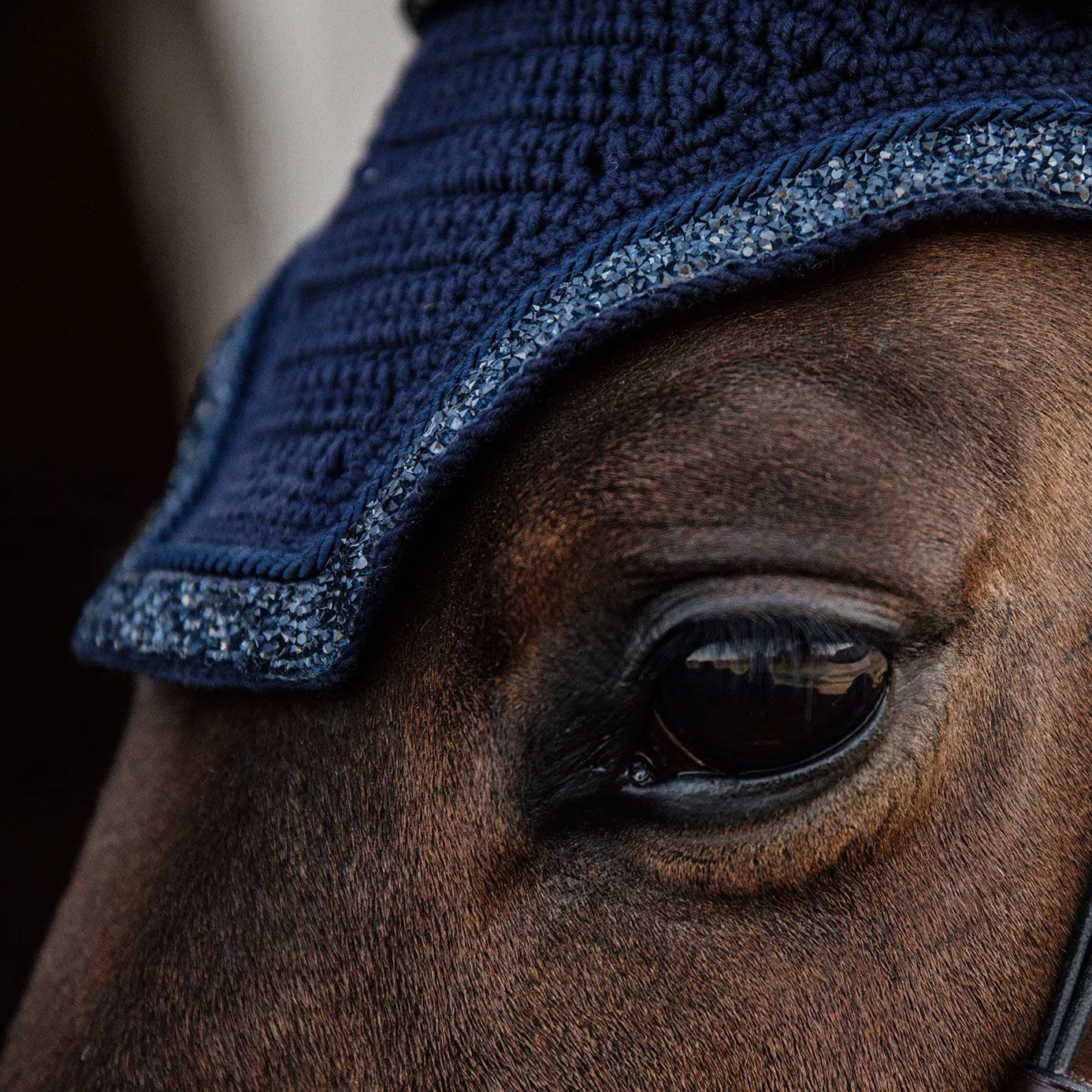 Kentucky Horsewear Glitter and Stone Wellington Fly Veil - Dark Navy