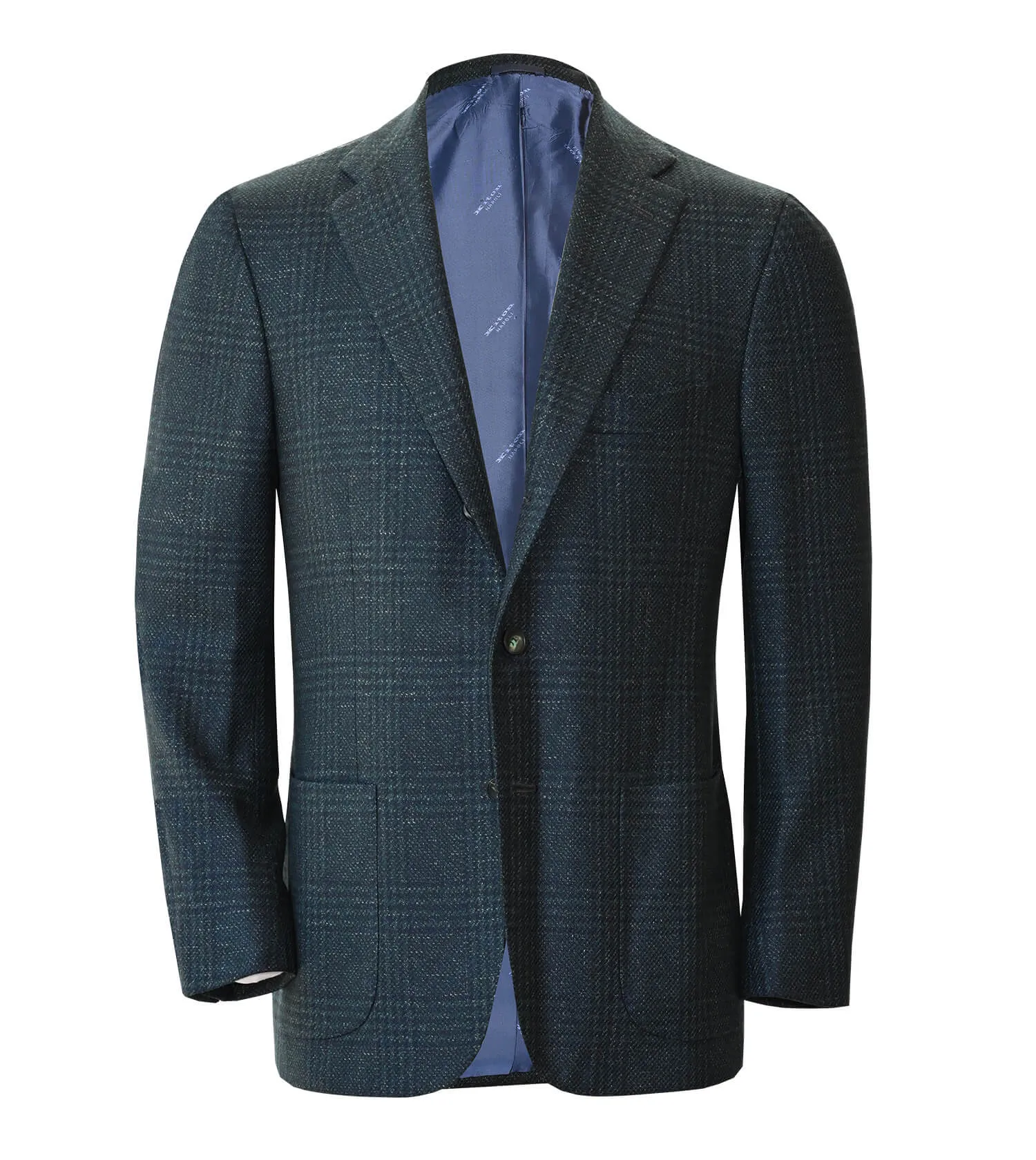 KITON Emerald Green & Blue Plaid Sport Coat