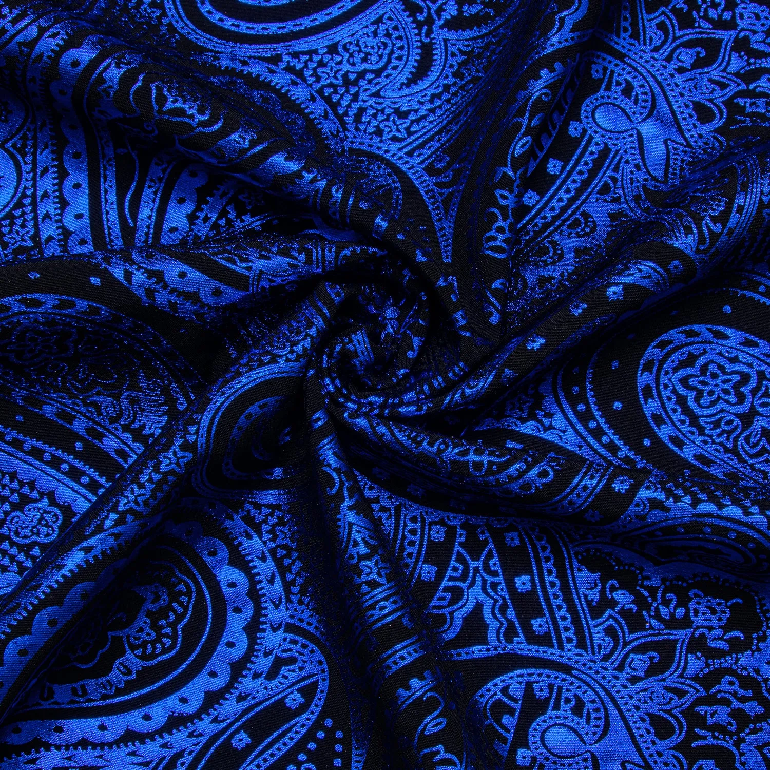 Klein Blue Black Paisley Hot Stamping Men's Long Sleeve Shirt