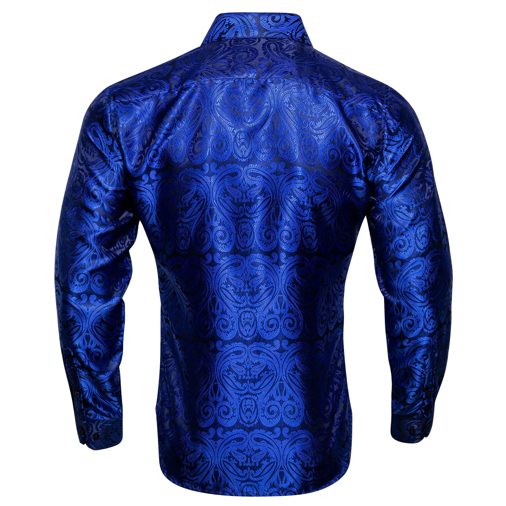 Klein Blue Floral Silk Men's Long Sleeve Shirt