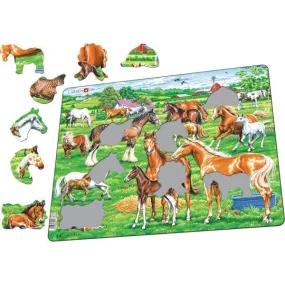 Larsen Maxi Puzzle Beautiful Horses of Different Breeds - 33 Pieces (36.5 x 28.5 cm)