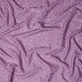 Lavender Silk Satin Fabric with Leaf Pattern, 110 cm Width-D20962