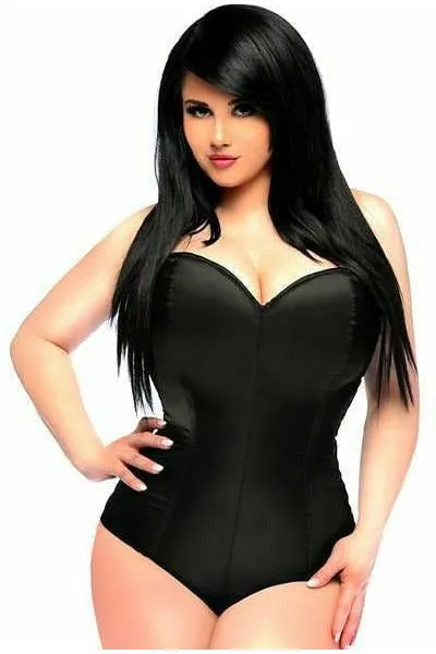 Lavish Black Satin Corset Romper