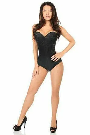 Lavish Black Satin Corset Romper