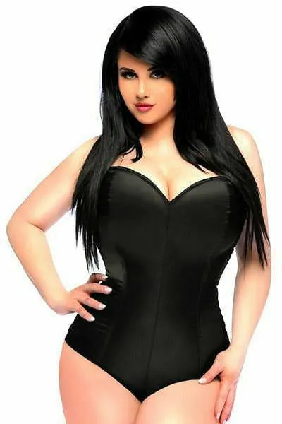 Lavish Black Satin Corset Romper