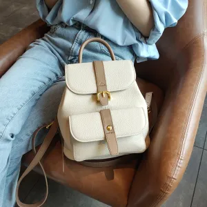 Leather Backpackage Women's Bag  New Trendy Soft Leather First Layer Cowhide Casual All-Match Pure Leather Bag Small Backpack