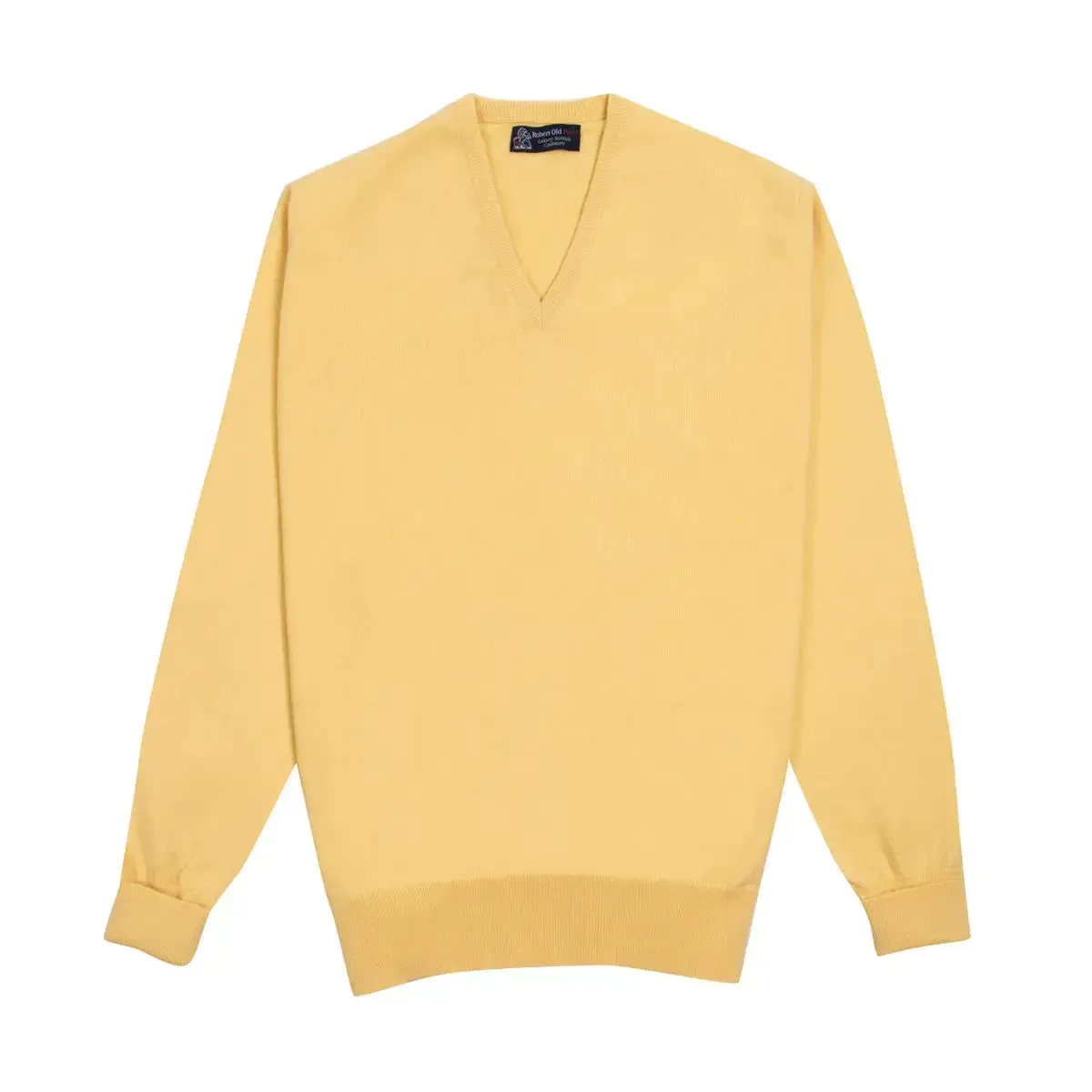 Lemon Frost Chatsworth 2ply V-Neck Cashmere Sweater