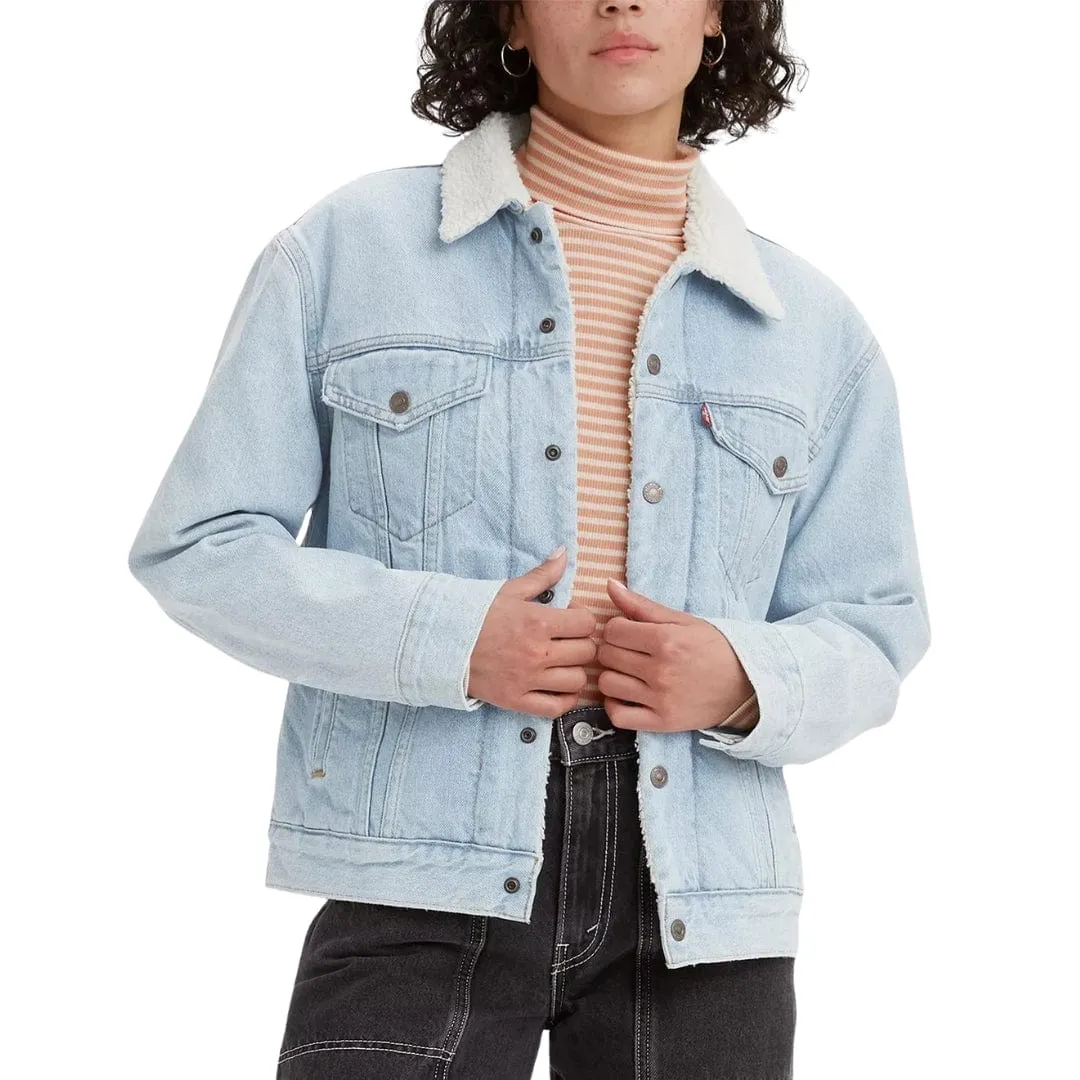 LEVI'S - Ex-Boyfriend Cotton Faux-Sherpa-Lined Trucker Jacket