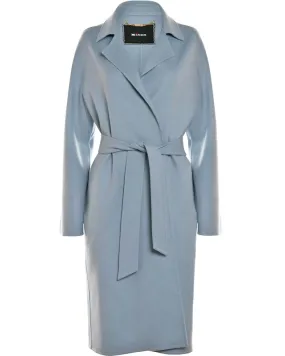 Light Blue Cashmere Long Belted Coat