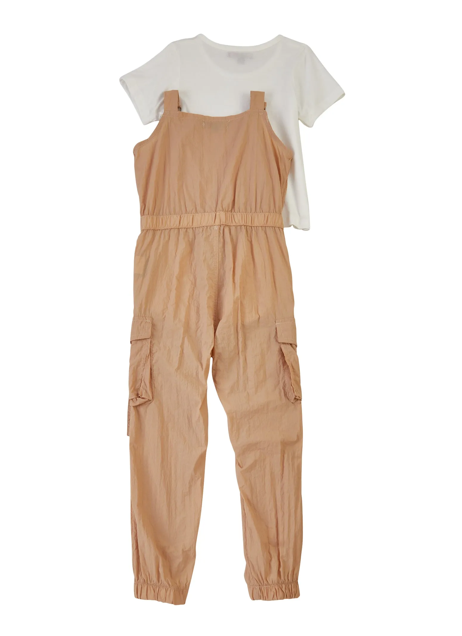 Little Girls Parachute Cargo Jumpsuit with Tee