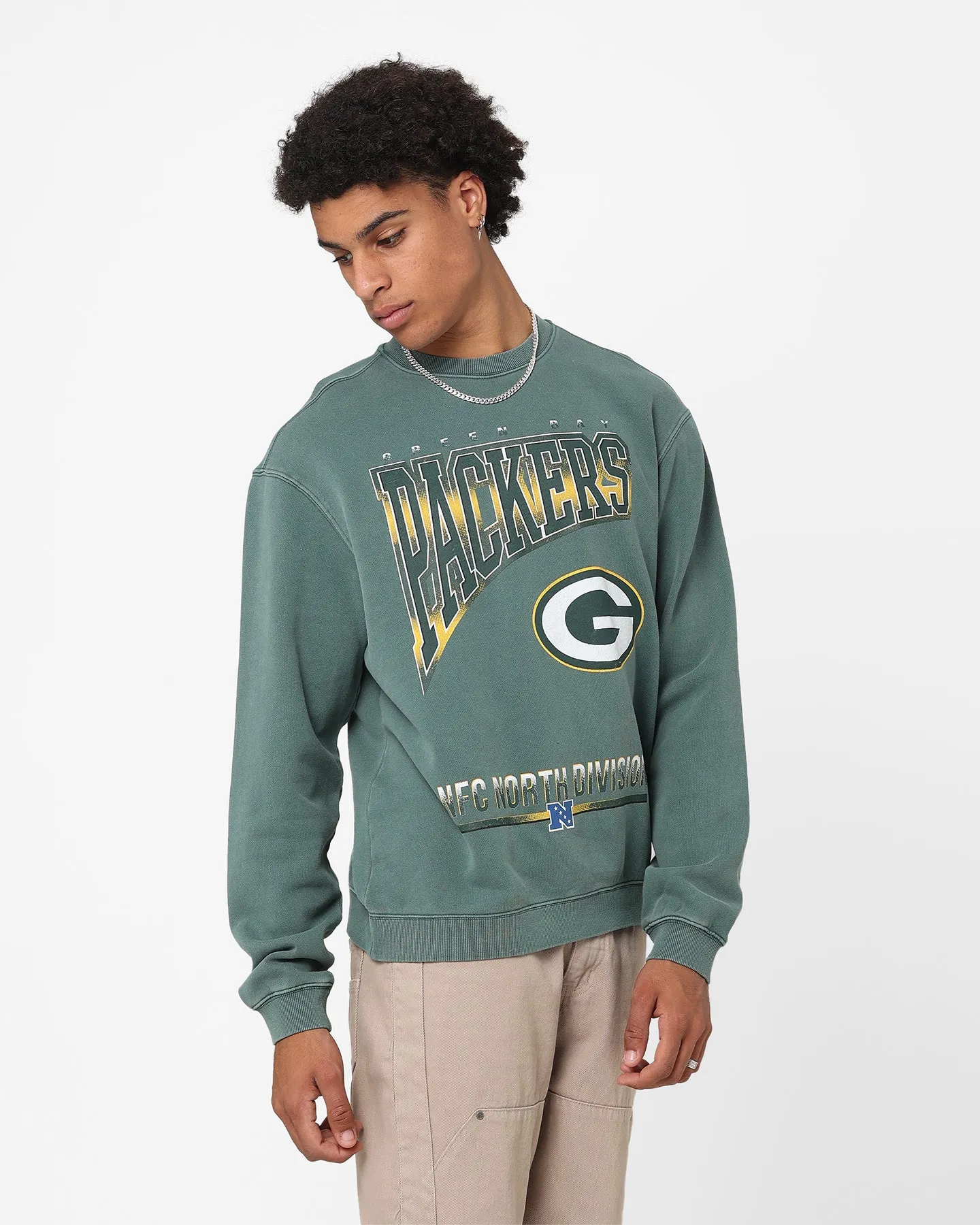 Majestic Athletic Green Bay Packers Arch Rise Crew Sweatshirt Dark Cedar