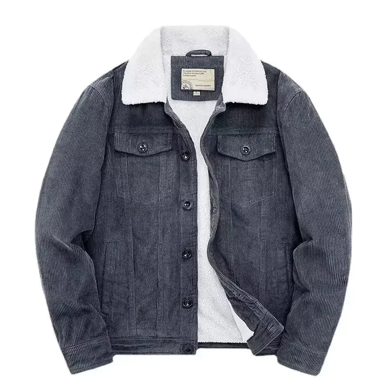 Men's Corduroy Bomber Jacket with Sherpa Lining