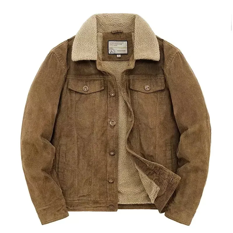 Men's Corduroy Bomber Jacket with Sherpa Lining