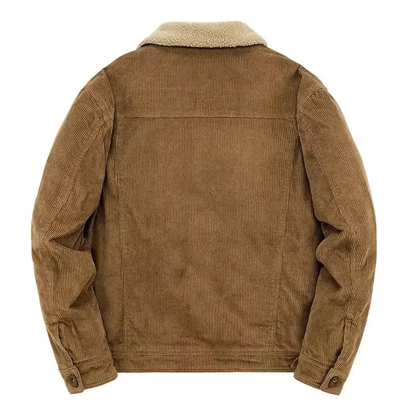 Men's Corduroy Bomber Jacket with Sherpa Lining