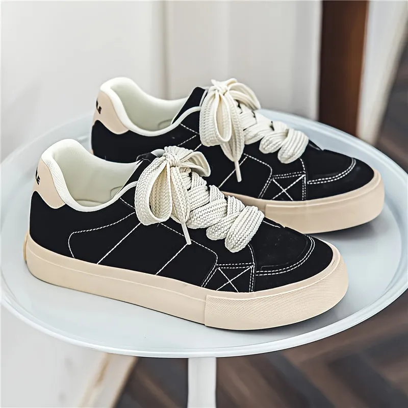 Men's Trendy Lace Up Low Top Casual Walking Street Wandering For Outdoor, All Seasons