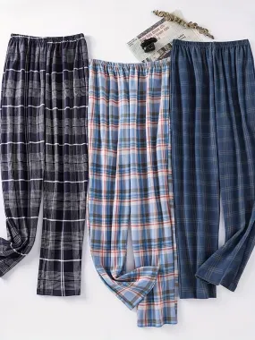 Men's Trendy Plaid Loose Pajama Pants, Stylish All-match Pants, Comfy & Breathable For Autumn And Winter