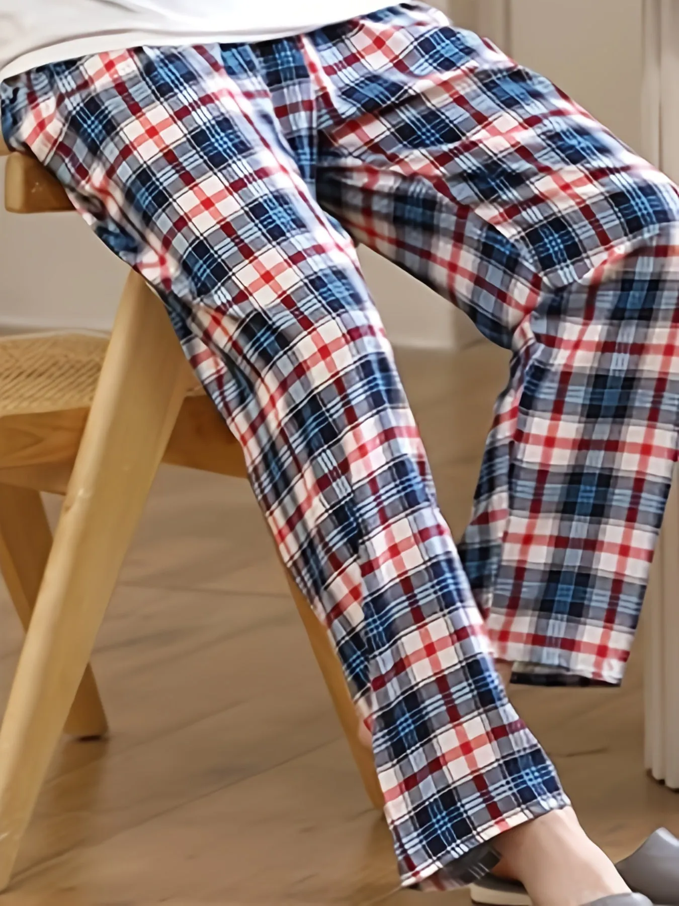 Men's Trendy Plaid Loose Pajama Pants, Stylish All-match Pants, Comfy & Breathable For Summer