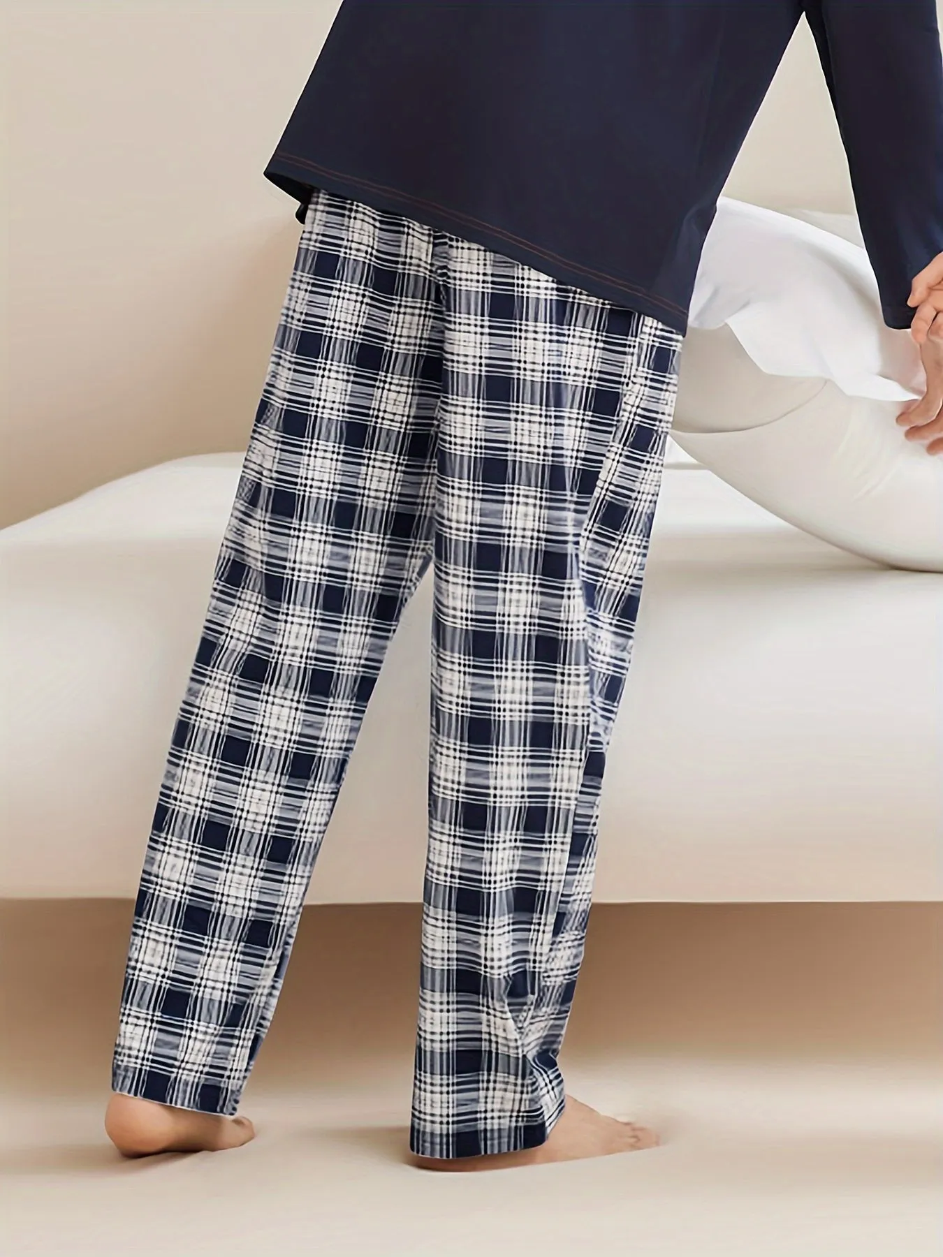 Men's Trendy Plaid Super Loose Pajama Pants, Stylish All-match Pants, Comfy & Breathable For Daily Wearing