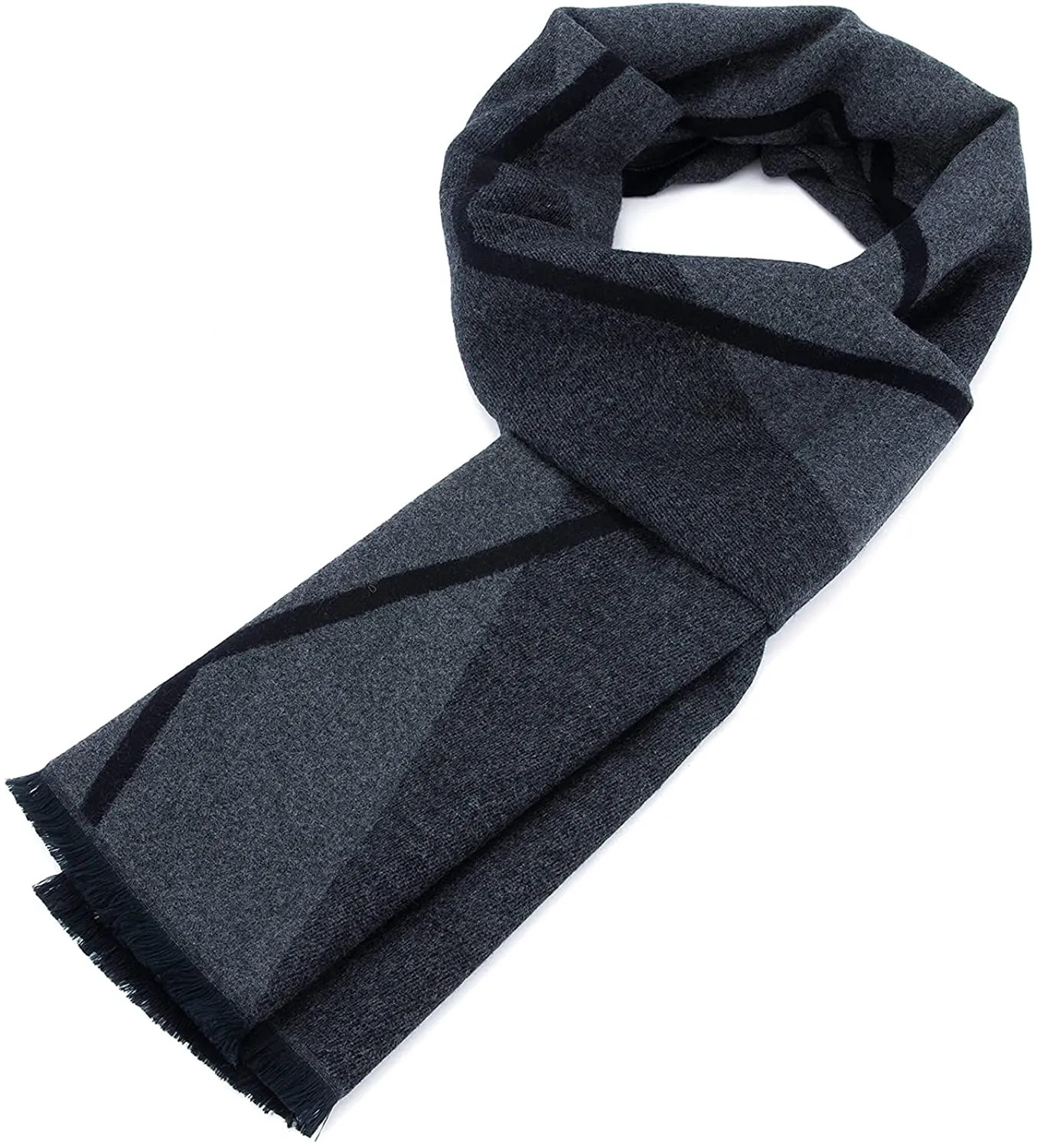 Mens Winter Warm Cashmere Scarf Plaid Tassel Scarf for Men Soft Long Cotton Scarves