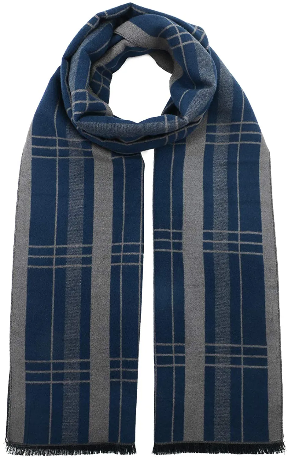 Mens Winter Warm Cashmere Scarf Plaid Tassel Scarf for Men Soft Long Cotton Scarves