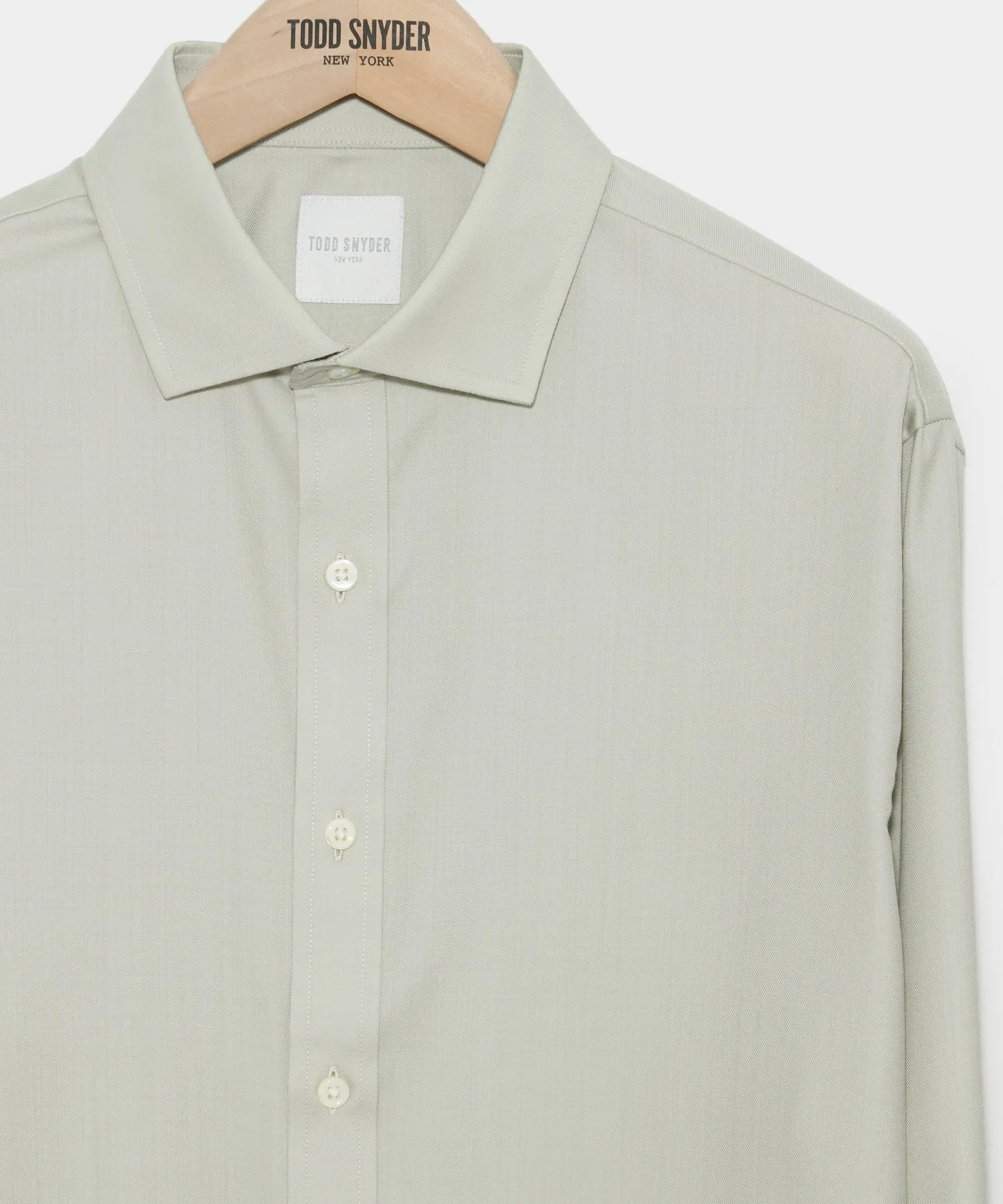 Merino Spread Collar Dress Shirt in Khaki