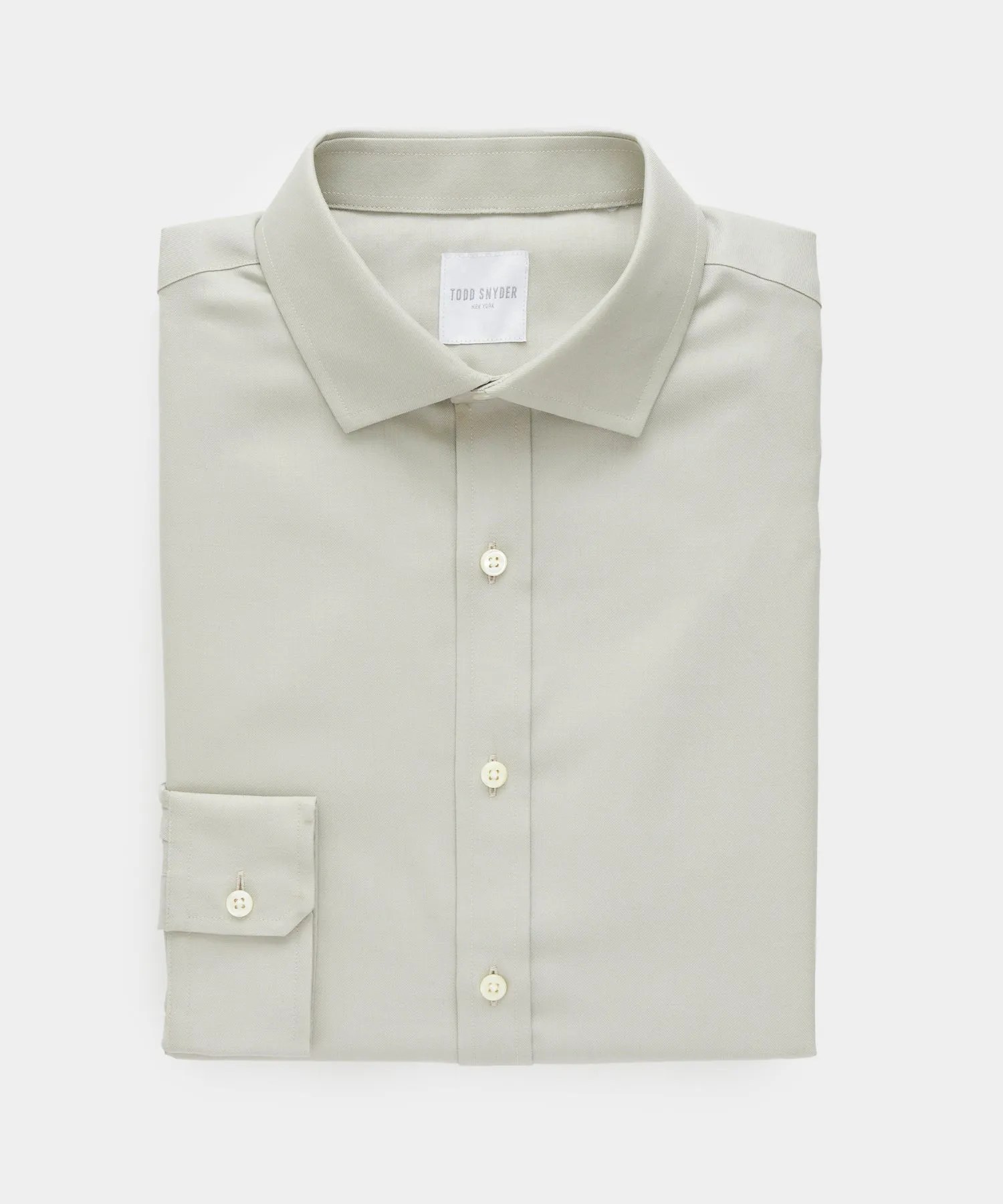 Merino Spread Collar Dress Shirt in Khaki