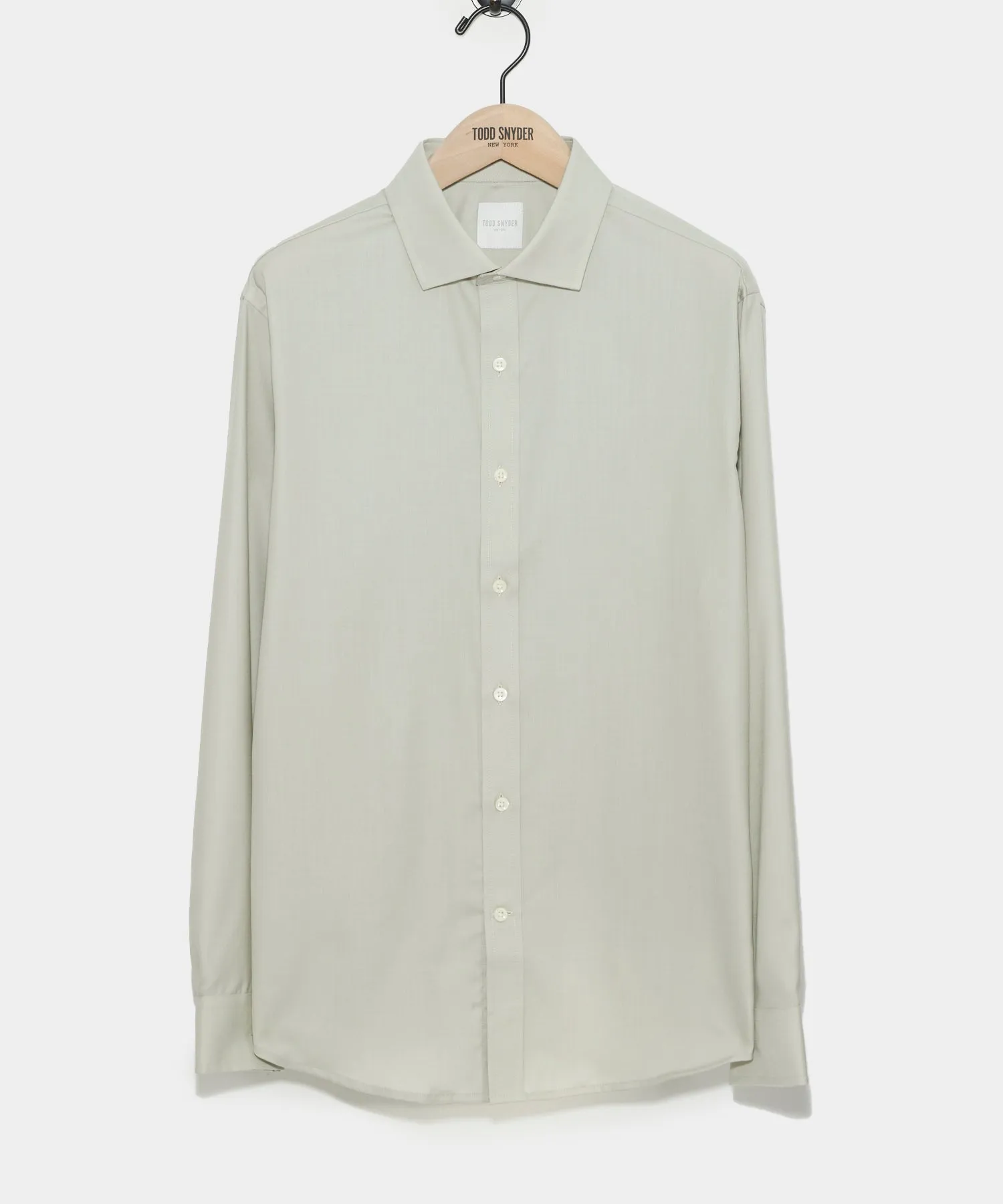 Merino Spread Collar Dress Shirt in Khaki