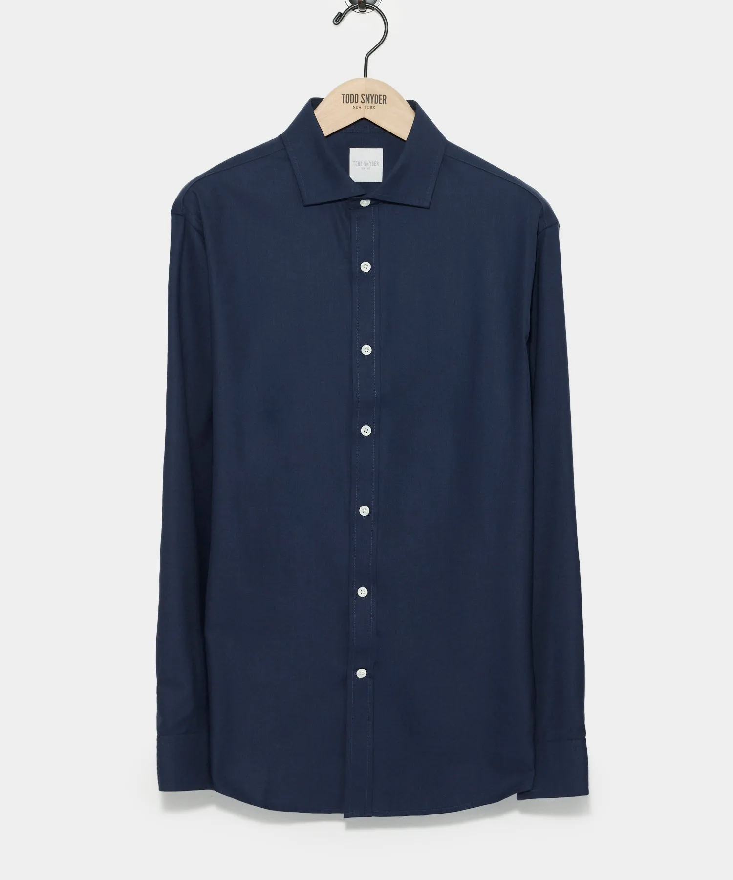 Merino Spread Collar Dress Shirt in Navy