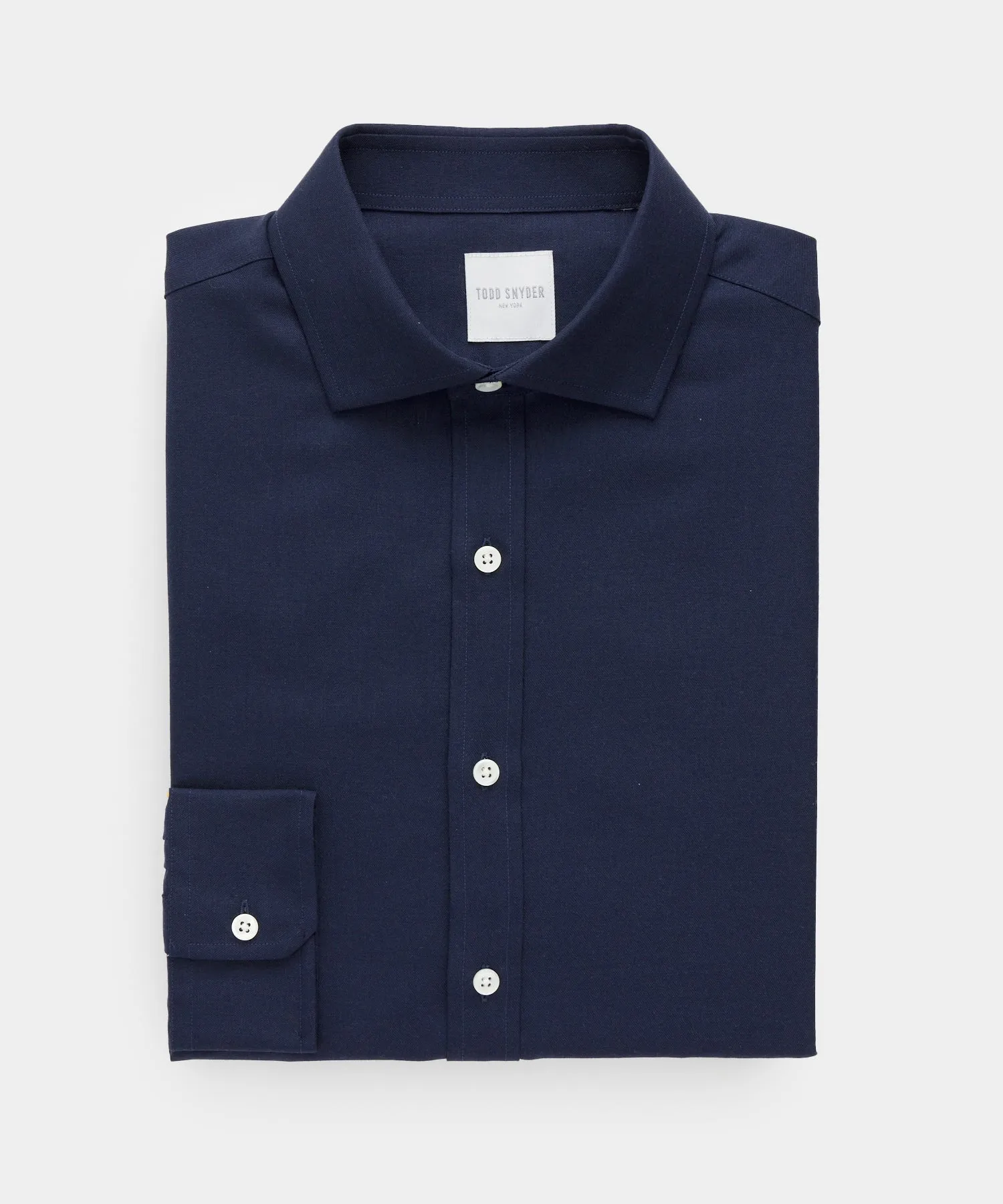 Merino Spread Collar Dress Shirt in Navy