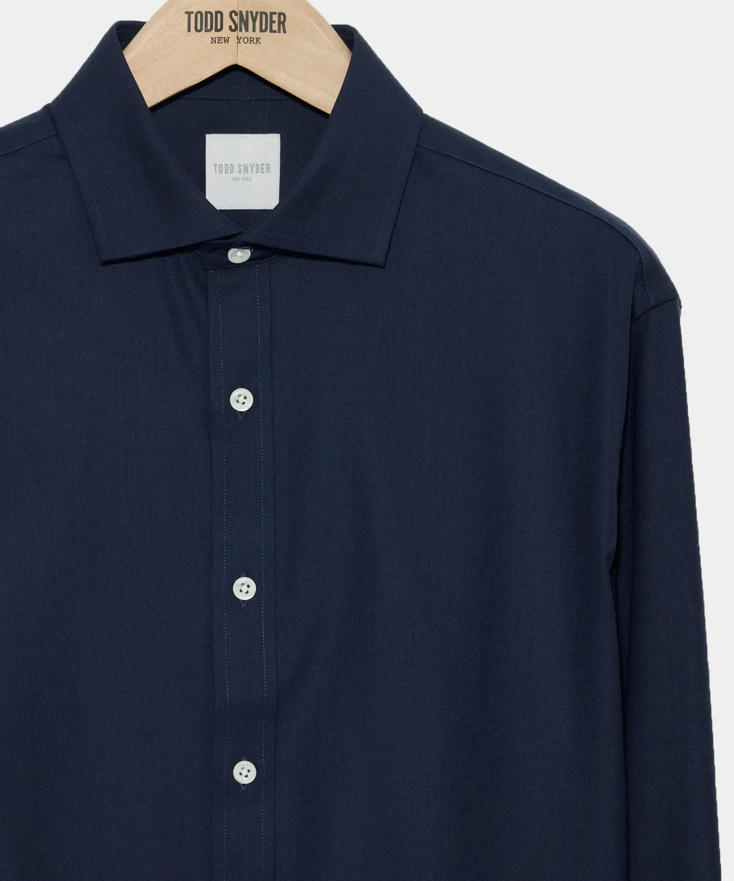 Merino Spread Collar Dress Shirt in Navy