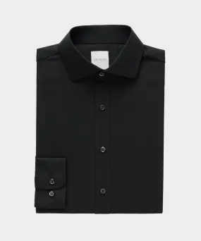 Merino Spread Collar Dress Shirt in Pitch Black