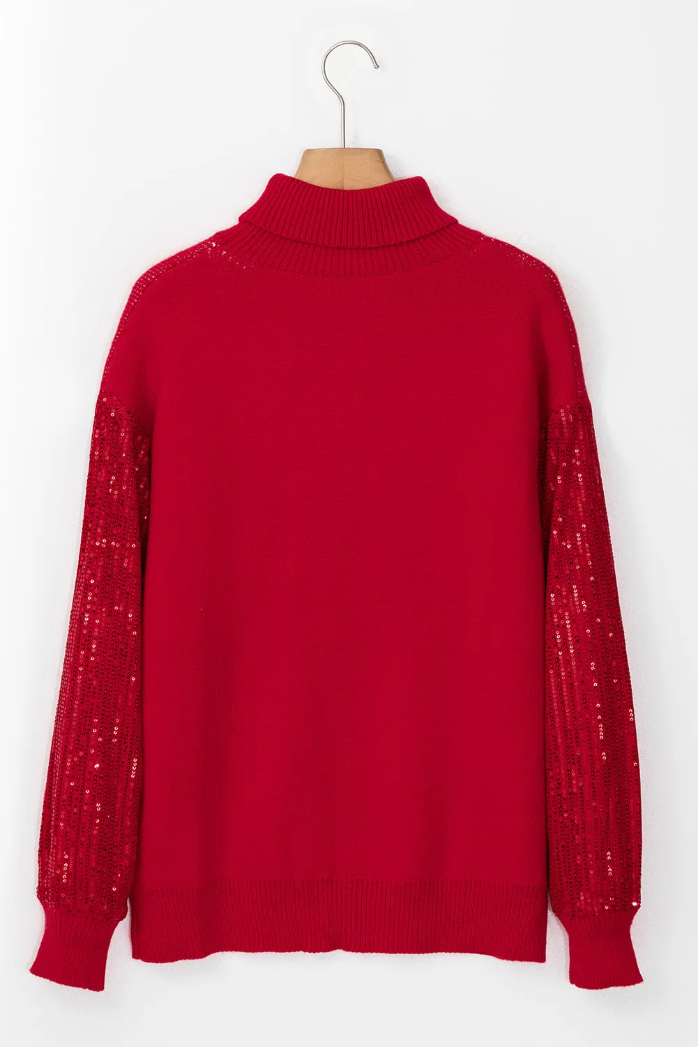 Merry Sequin Sleeve Turtleneck Sweater