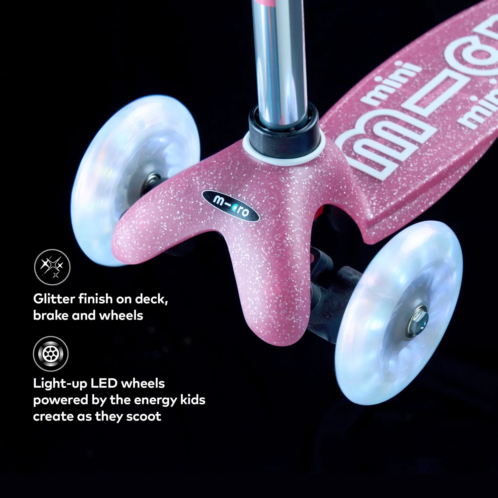 Micro Scooters Glitter Mini Micro Scooter Deluxe LED - Pink