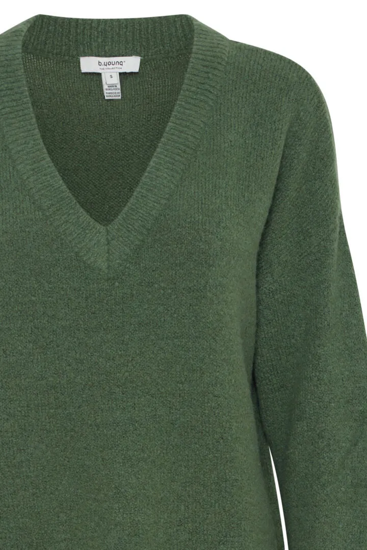 Mirelle V-Neck Jumper - Foliage Green Melange