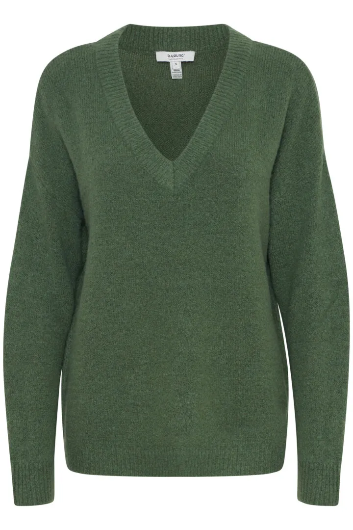 Mirelle V-Neck Jumper - Foliage Green Melange