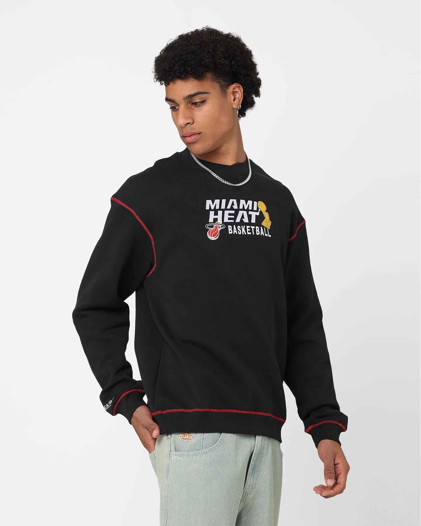 Mitchell & Ness Miami Heat Basketball Crewneck Black