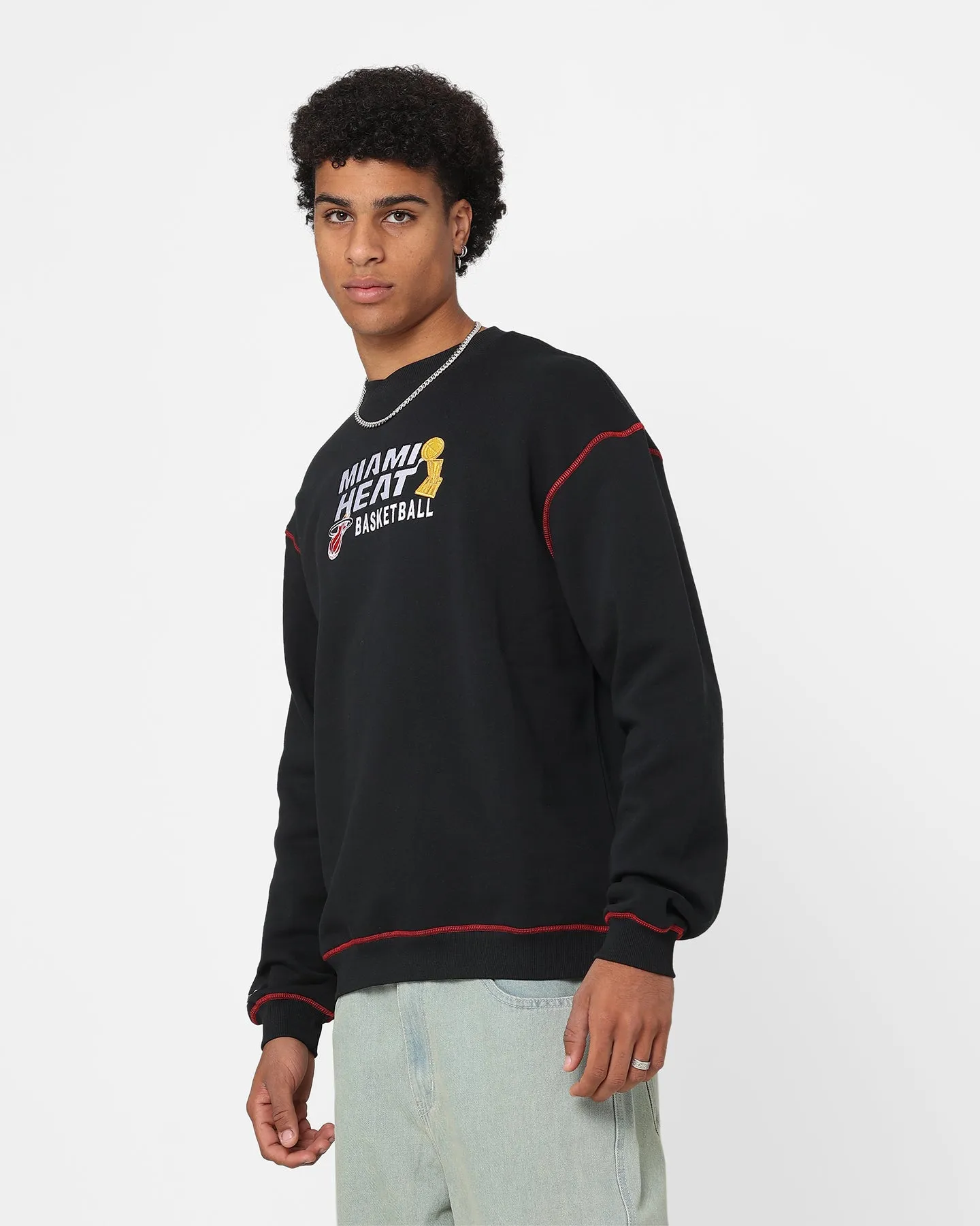 Mitchell & Ness Miami Heat Basketball Crewneck Black