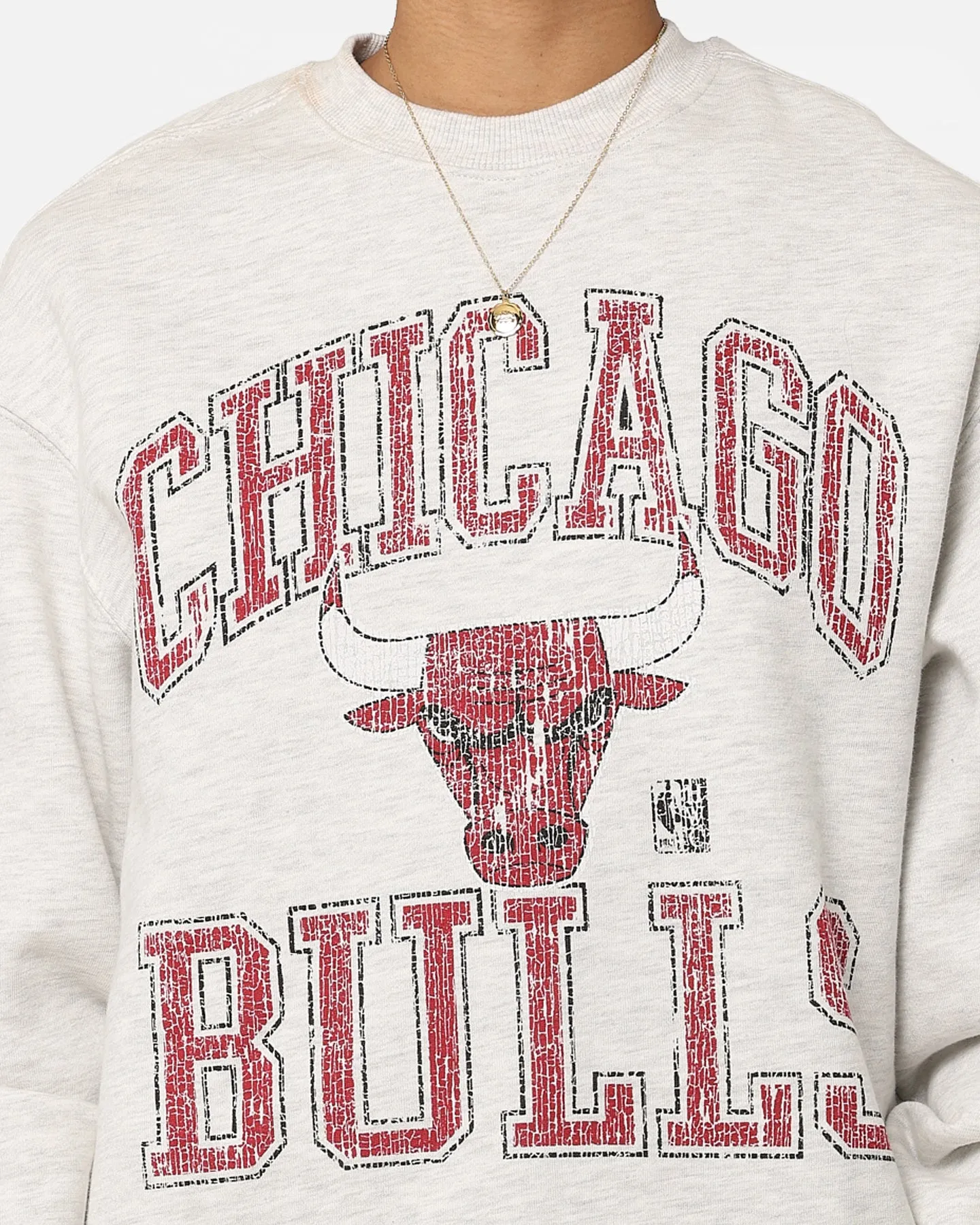 Mitchell & Ness Women's Chicago Bulls Arch Logo Crewneck White Marle