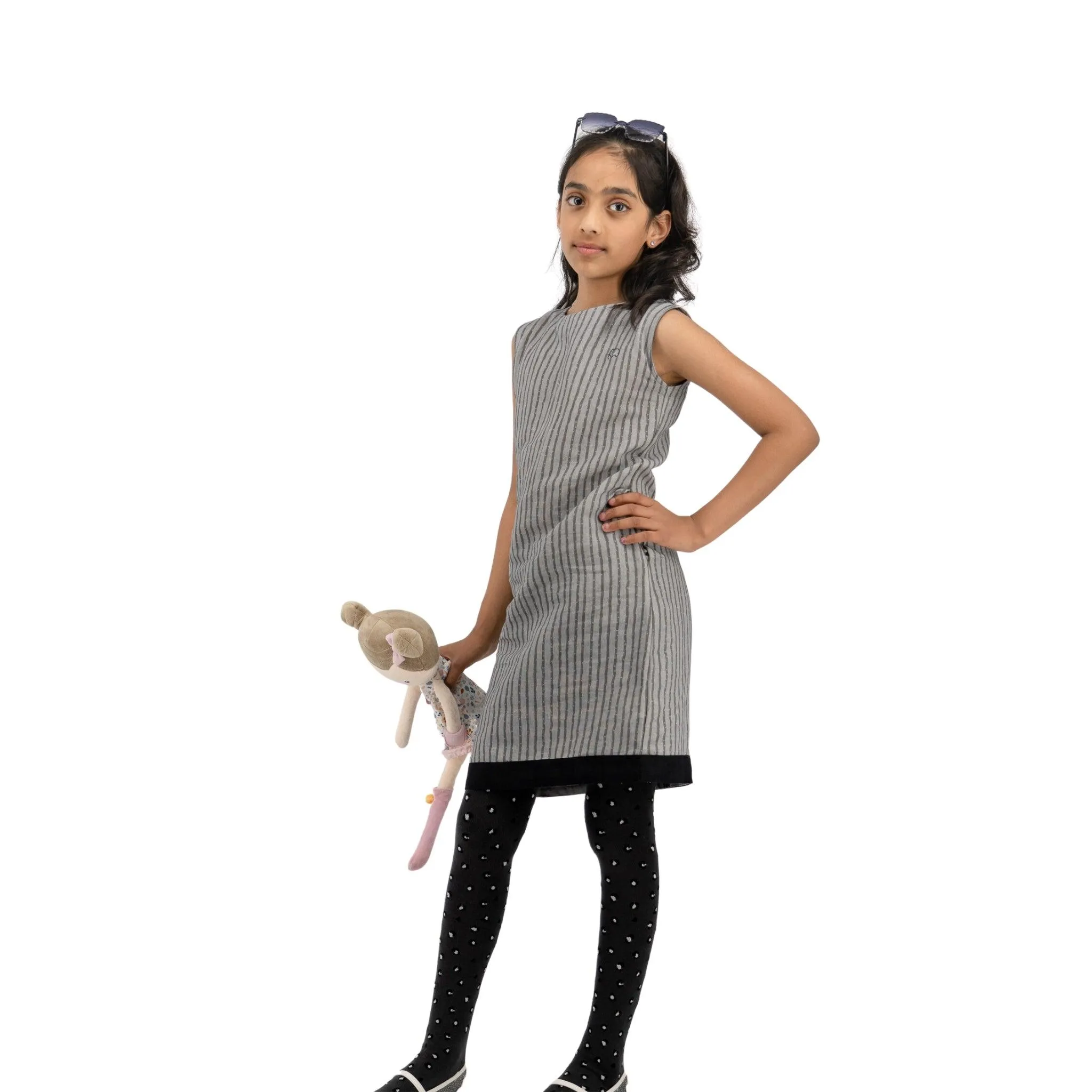 Modern Mini: Eco-Friendly Steel Grey Frock