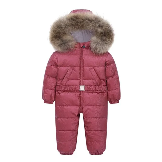 MOF Kids girl winter jumpsuit infant toddler snowsuit nature fur