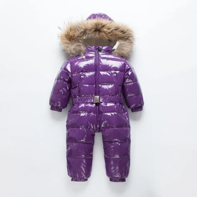 MOF Kids girl winter jumpsuit infant toddler snowsuit nature fur