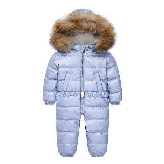 MOF Kids girl winter jumpsuit infant toddler snowsuit nature fur