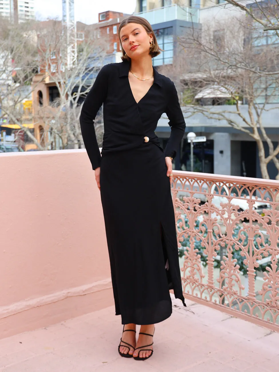 Mon Renn Marseille Midi Dress in Black