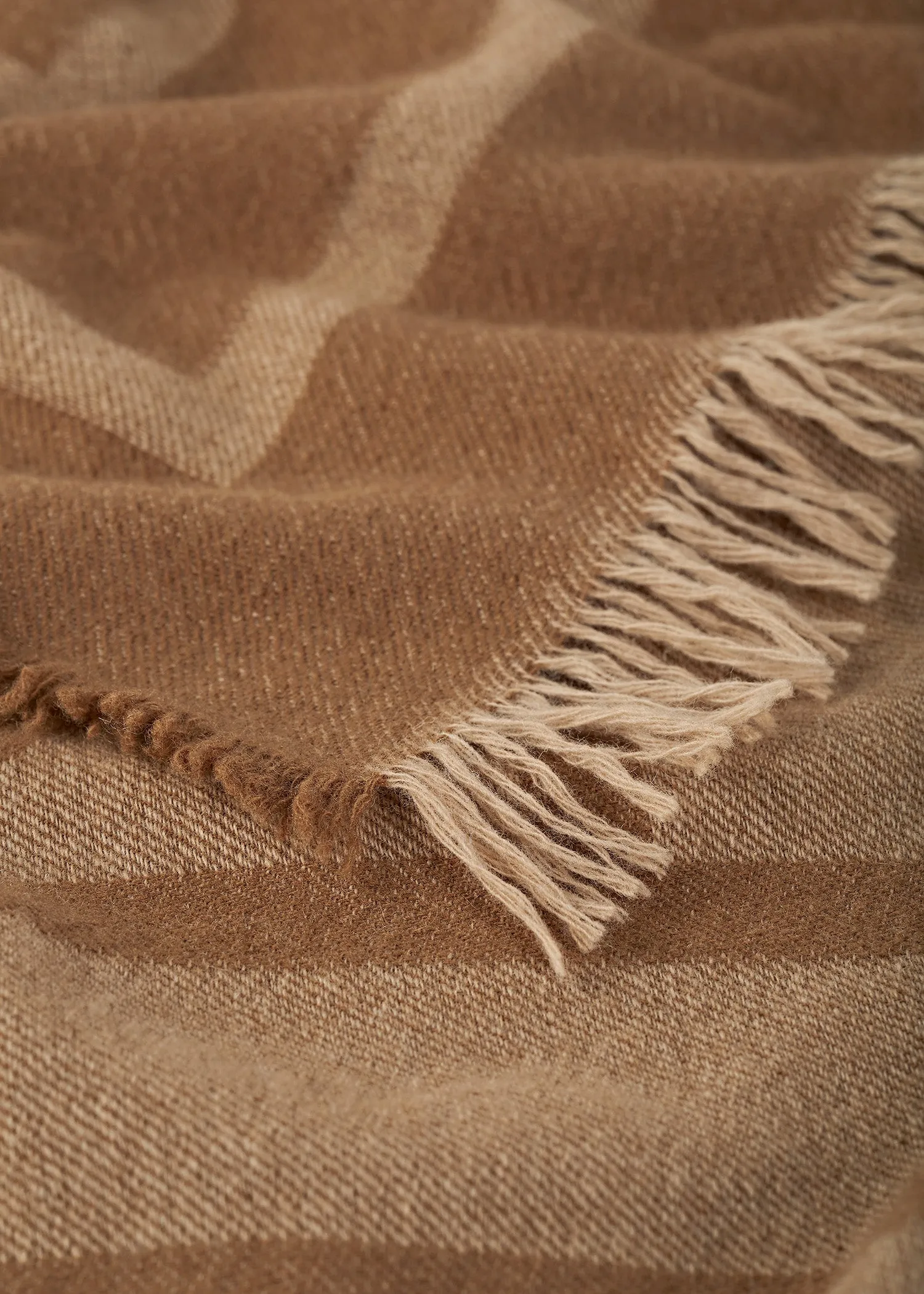 Monogram wool cashmere scarf camel