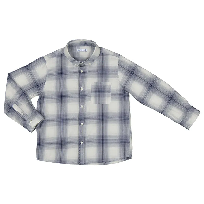 Navy and Grey Plaid Dress Shirt