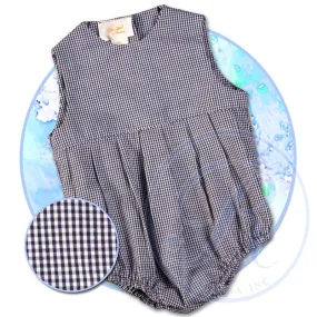 Navy Gingham Bubble Romper - Unisex