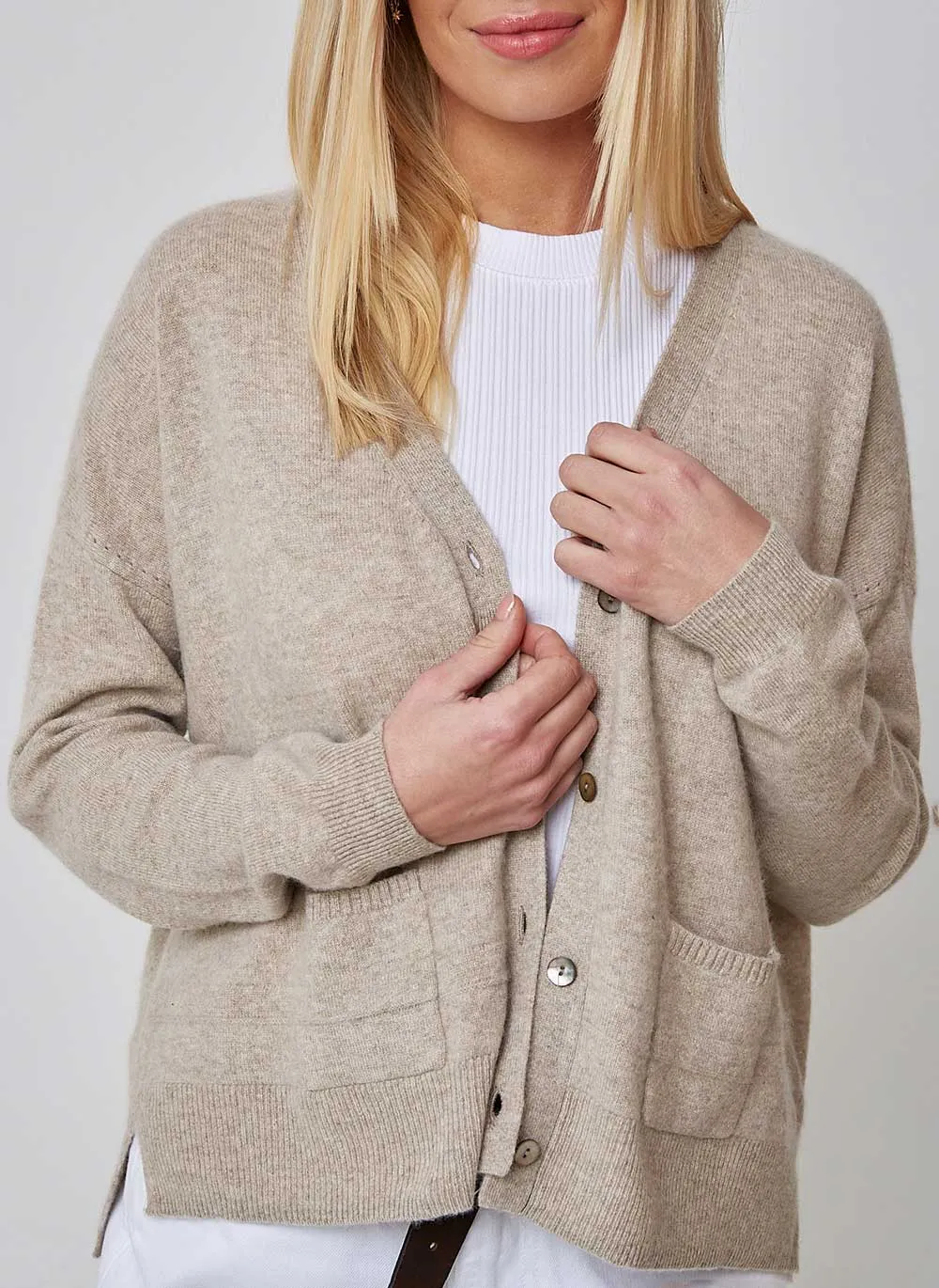 New Boxy Cashmere Cardigan - Chinchilla