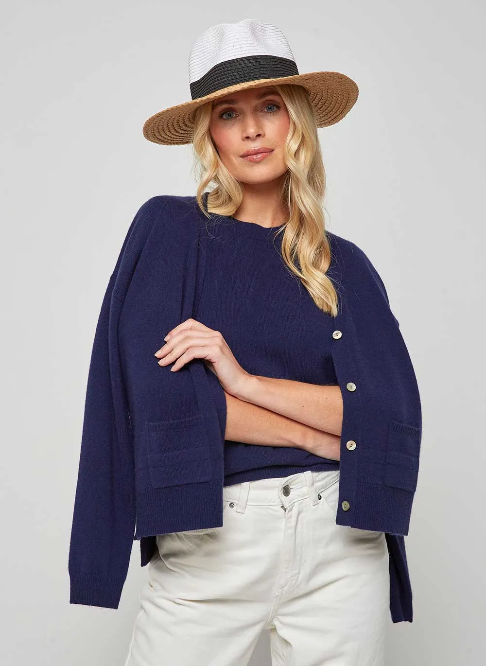 New Boxy Cashmere Cardigan - Navy