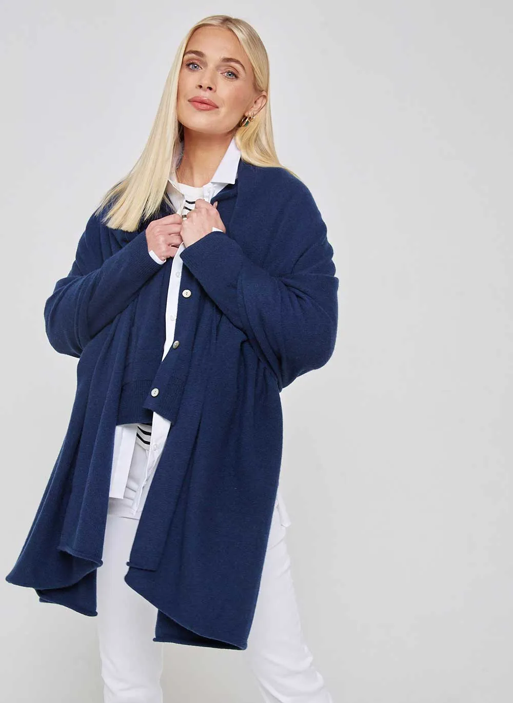 New Boxy Cashmere Cardigan - Navy